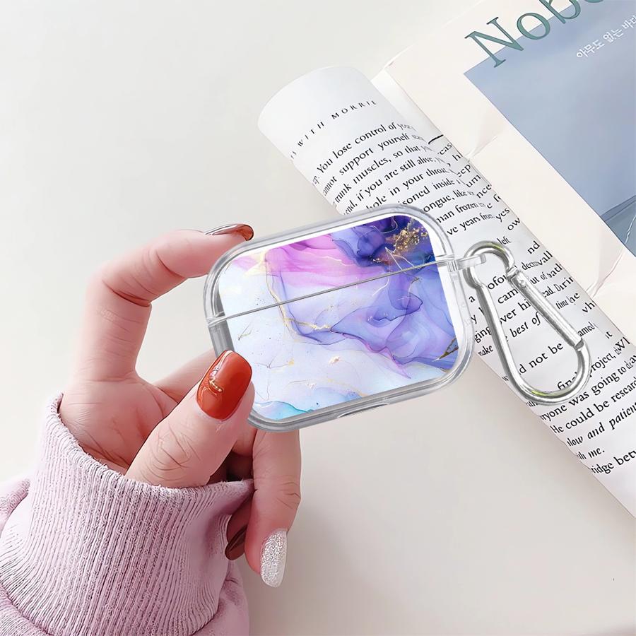 Case For Airpods 4 1 3 2 Pro3 Pro Pro2 Clear Earphone Cases Cover Flower Marble