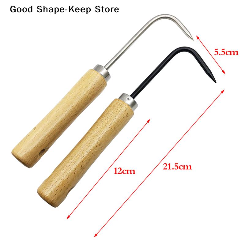 Daily21.5cm Wooden Handle Durable Grass Hook Firm Carbon Steel Bonsai Tools Hook Robust Grass Root HookDaily Products