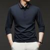 Original Design Quality Men'S Polo Shirt Autumn Solid Color Splicing Collar Long Sleeve Fashion Lapel T-Shirt Business Menswear