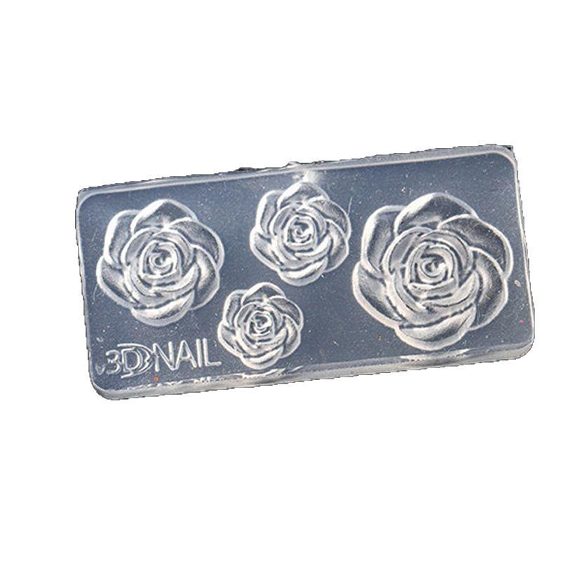 1Pcs 3D Rose Nail Art Silicone Mold Flower Shape Nail Carving Mould For Diy Nail Art Decoration Making Tools