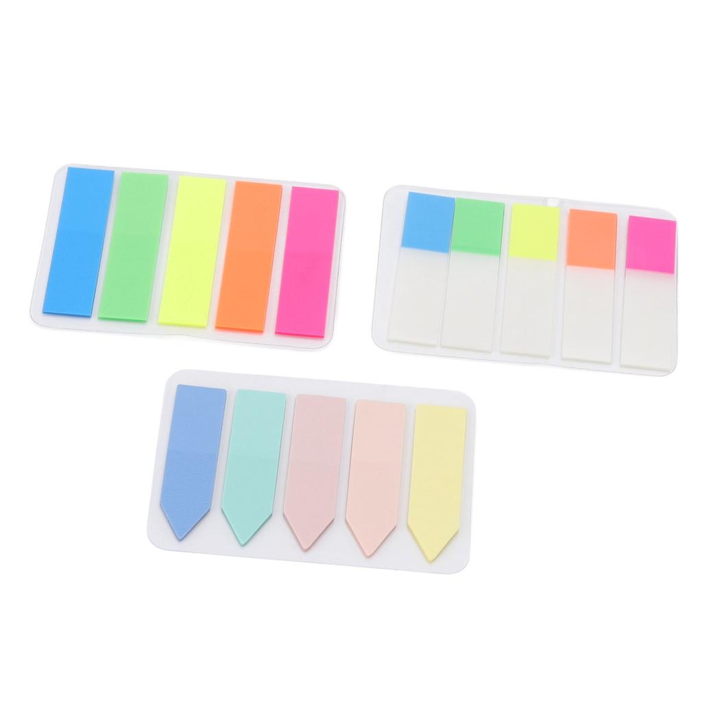 15Packs Page Markers Index Tabs 5 Iridescent Colors Key Marking Reusable Transparent PET Index Tabs for Home School