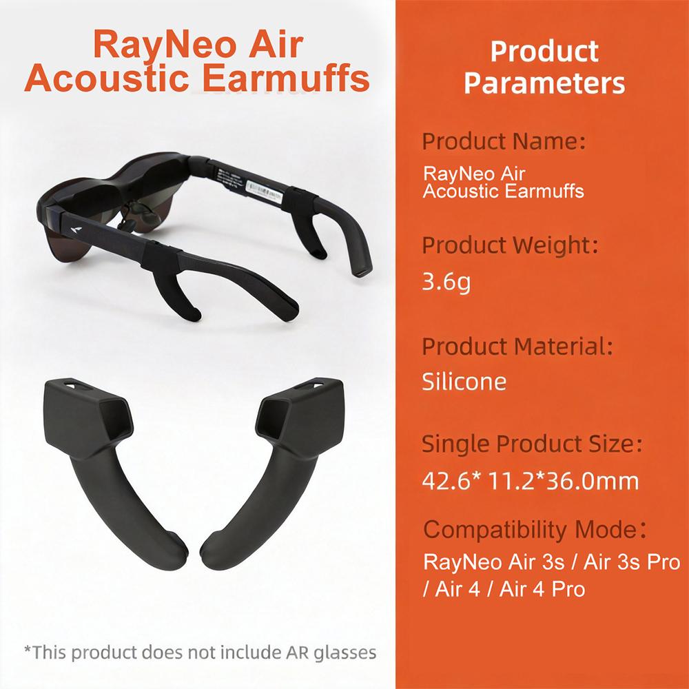 Silicone Audios Guide Tube For RayNeo Air 4/Air 4Pro/Air 3S/Air 3S Pro Smart Glasses Accccessories Light Weight Sound Tube