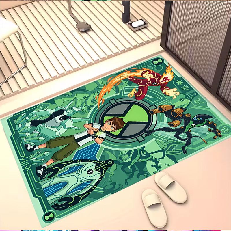 Ben 10 Cartoon Print Rug, Washable Floor Carpet, For Entryway Dorm Laundry Room Office Study, Home Decor Birthday Christmas Gift