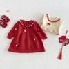 2025 Winter Baby Girls' 3D Mushroom Knit Dress – Chinese New Year & 1st Birthday Outfit