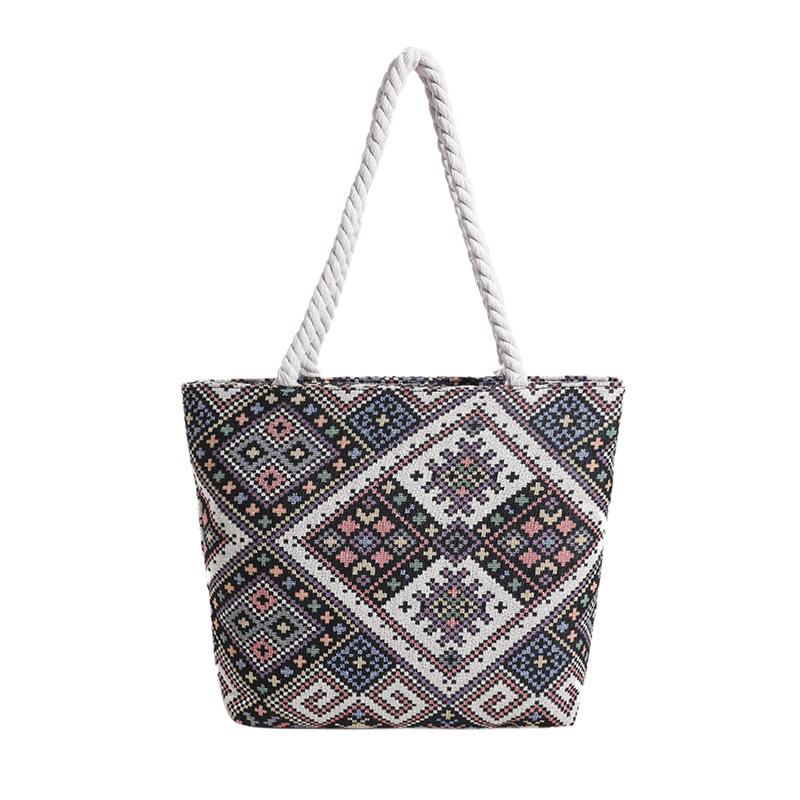 Women's 2024 Large Capacity Ethnic Style Tote: Trendy Single Shoulder Commuting Bag for Students
