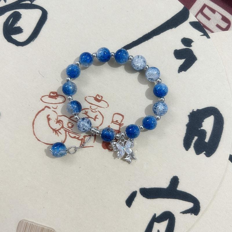 Vintage-Inspired Beaded Bracelet with Elastic Rope - Sweet Glass Beads for Girls