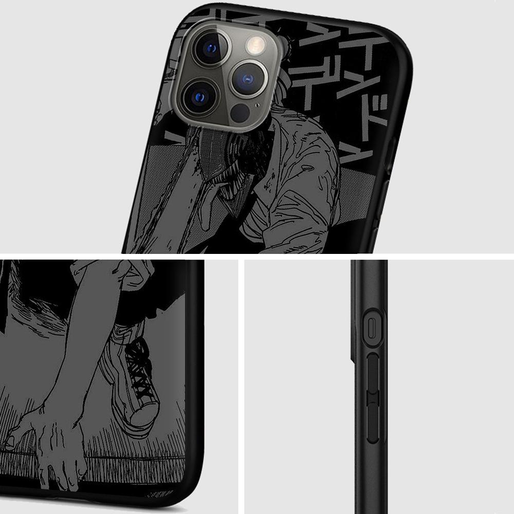 Pouzdro Chainsaw Man Anime pro Apple iPhone 14 11 13 Mini 12 Pro Max XR 7 8 + SE 2020 XS 6 6s Plus 5 5s Černý silikonový kryt na telefon