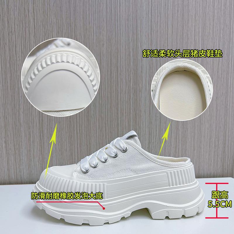 Canvas Bag Head Slippers 2025 Summer New Women's Platform Half Slippers Women's Casual Fashion Women's Shoes