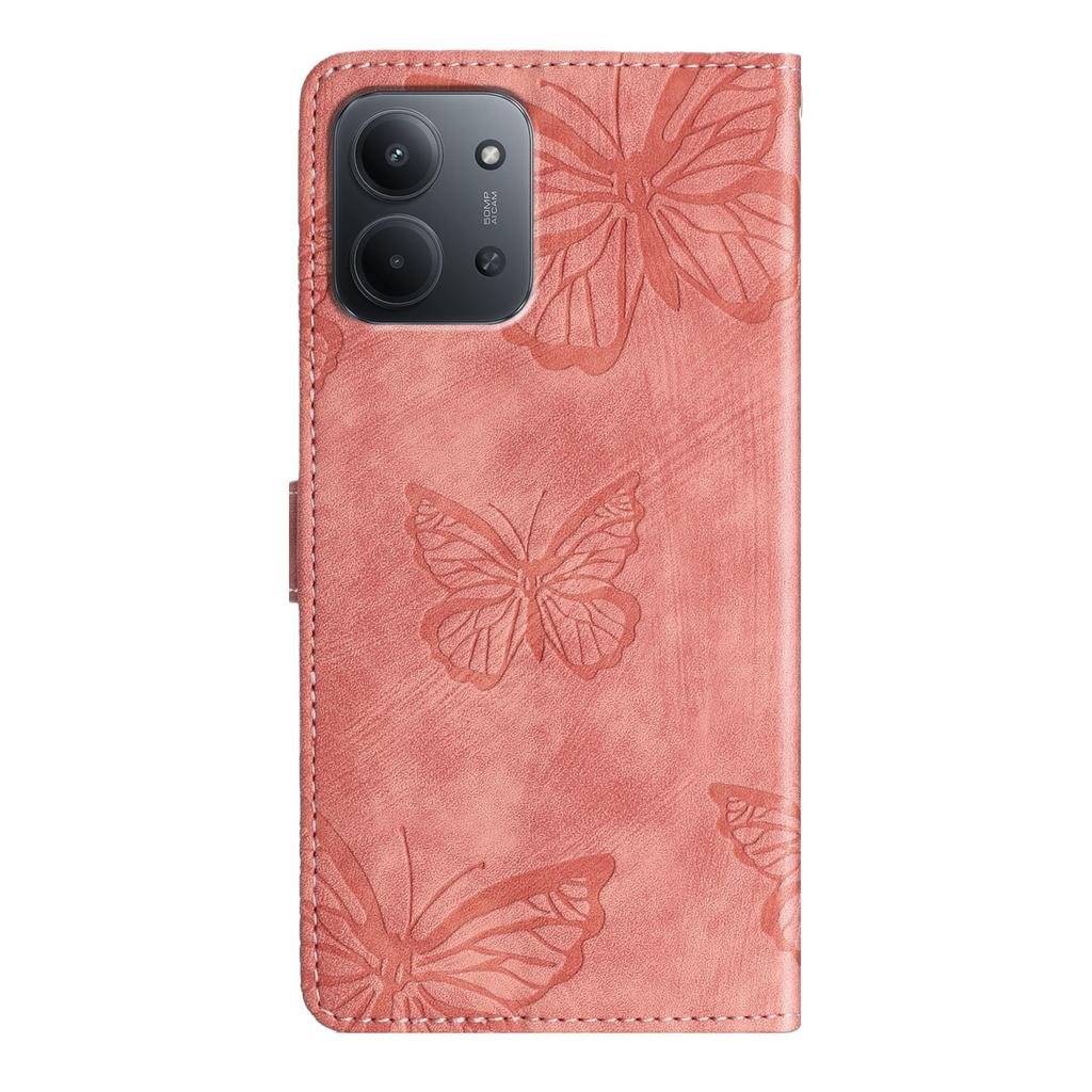 For Xiaomi Redmi 15C 4G (Global) (171mm) Case Butterfly Design Flip Wallet Leather Phone Cover Skin-Touch