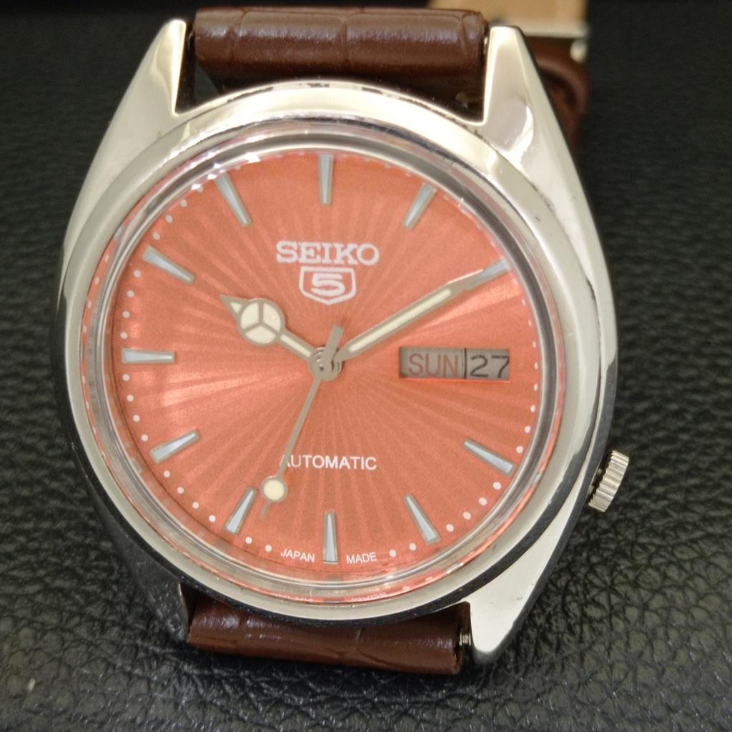 AUTOMATIC VINTAGE SEIKO 5 JAPAN 7009A MENS ORANGE COLOR DIAL WATCH a701267-5 R206a-a701267
