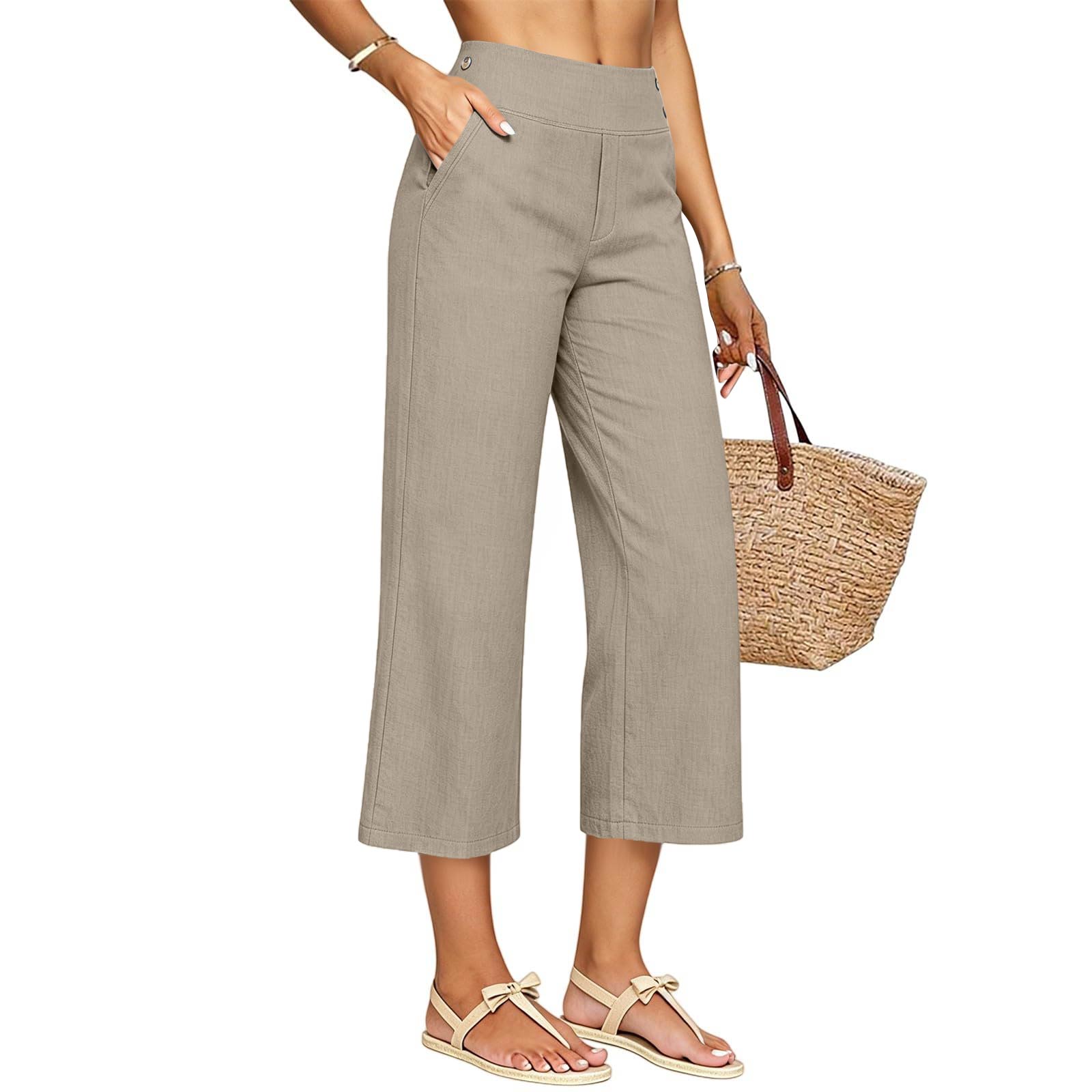 

Women s Casual And Fashionable Color Loose Pants With Pocketes M хакі