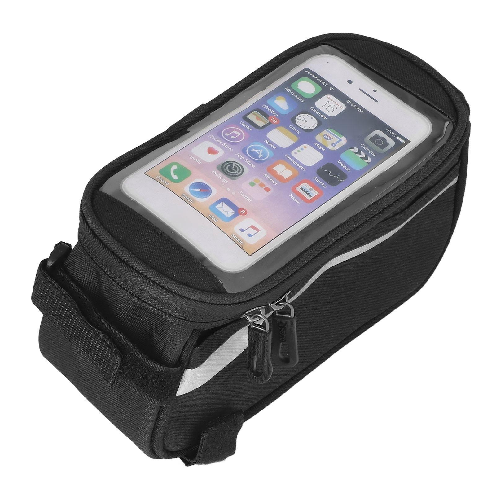 

Сумка для телефона на велосипед, черная, светоотражающая, большая емкость, прозрачная, из ТПУ, передняя рама, сумка для велосипеда