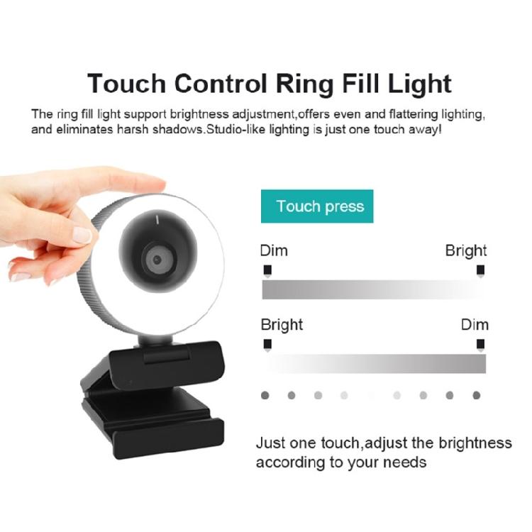 1080P Webcam with Microphone AutoFocus Adjustable Brightness USB Streaming