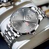 Stylish Men's Quartz Watch with Gray Dial, Solid Strap, Calendar, Luminous, Waterproof