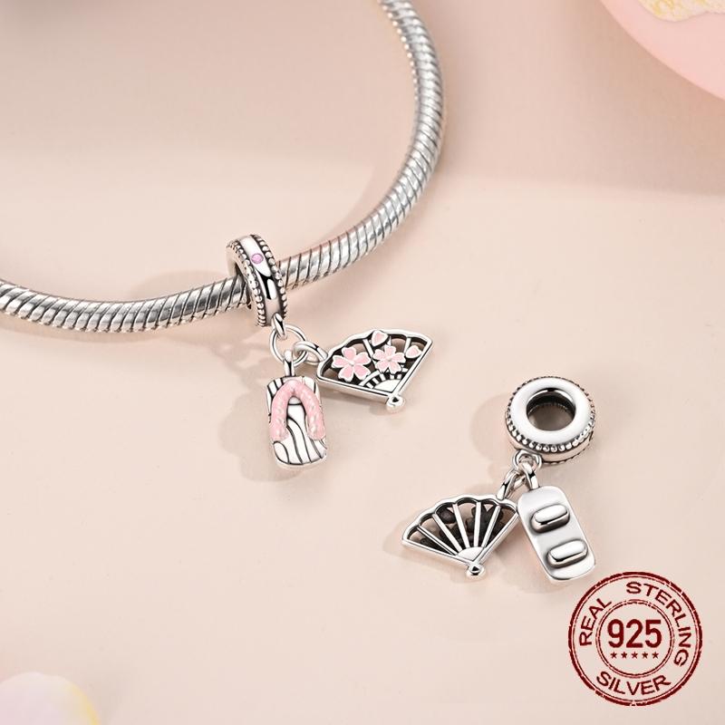 Japanische Clog-Fächer-Anhänger Kupfer Japanischer Stil Hängeanhänger Passend für Armreif Halskette DIY Schmuck