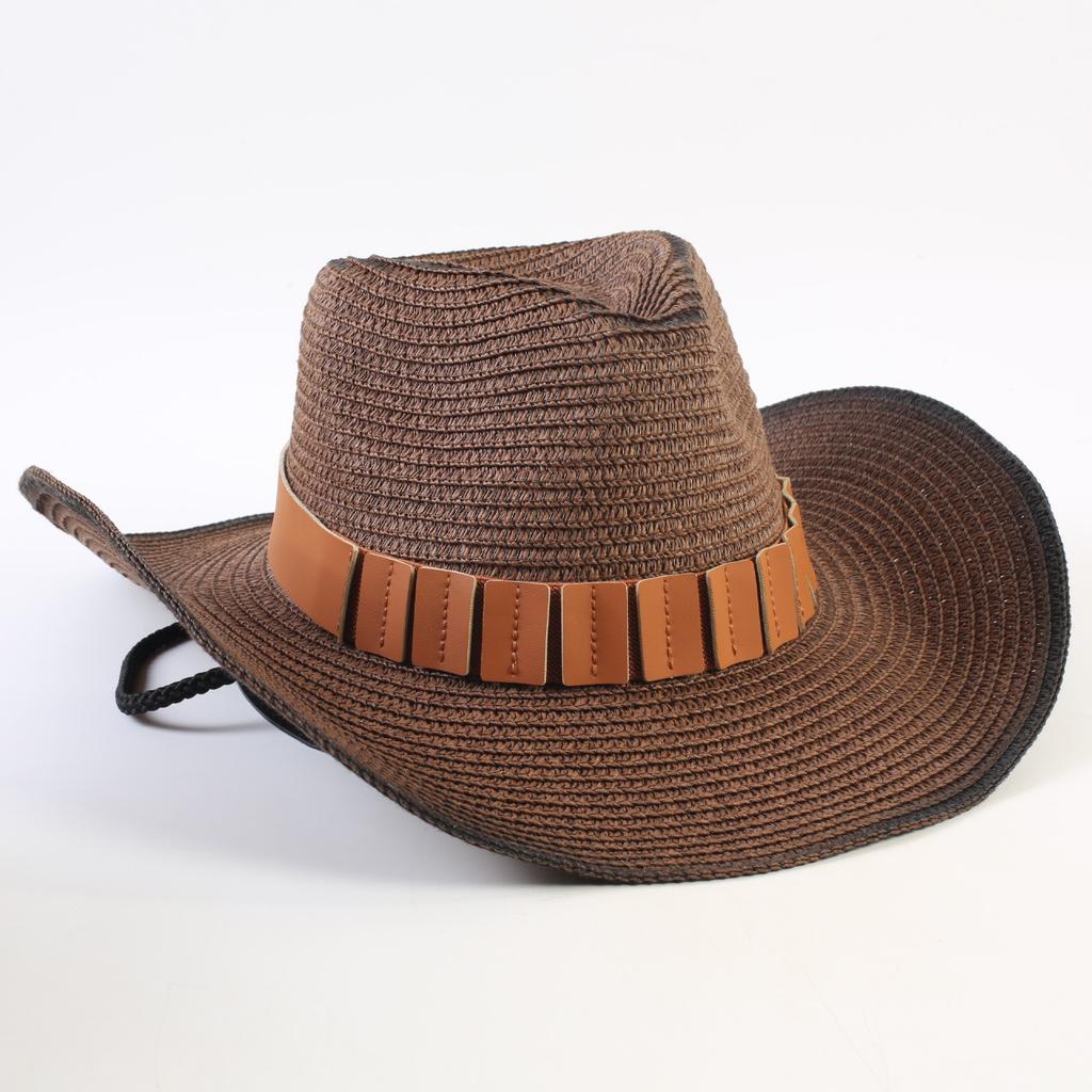 Chapéu de Palha de Cowboy Ocidental Europeu e Americano Popular Moda Masculina e Feminina Chapéu de Palha com Sombra Chapéu de Cowboy Ocidental para Exterior