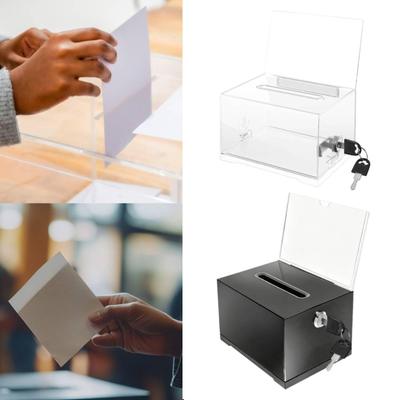 Acrylic Ballot Voting Collection Convenient Drop Container Lockable Donation Box for Hotel