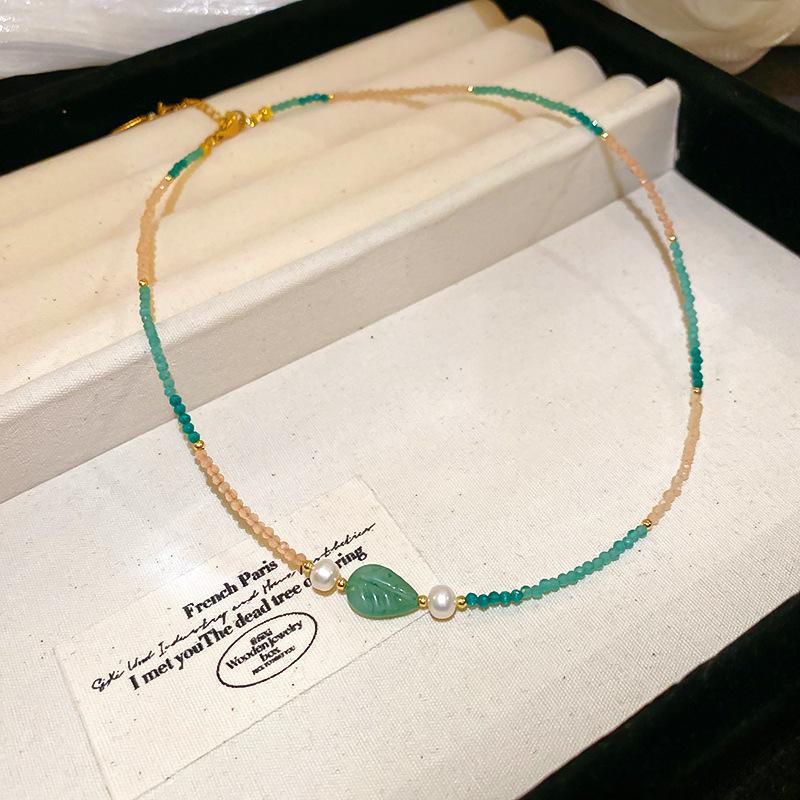 Natural Stone Necklace Sweet Dopamine Pearl Baroque Necklace Simple Collarbone Chain Fashionable Temperament Accessory