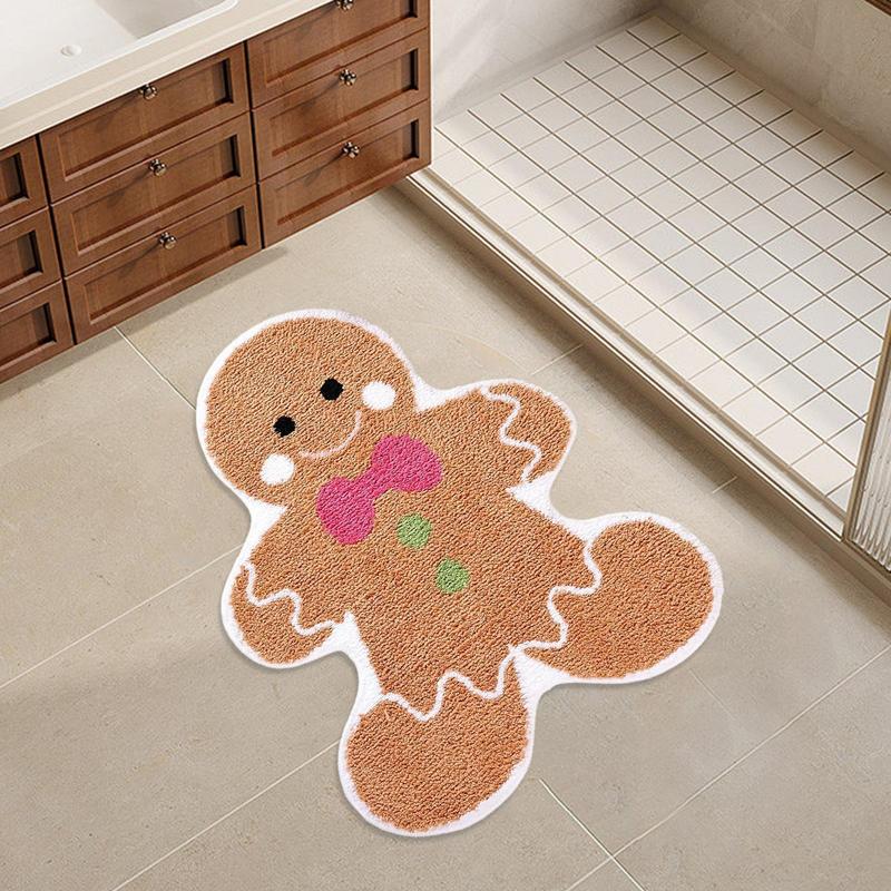 Gingerbread Kitchen Rugs Christmas Doormat Floor Mat With Gingerbread Man Non-Slip Bath Mats Doormats For Hallway Home Decor