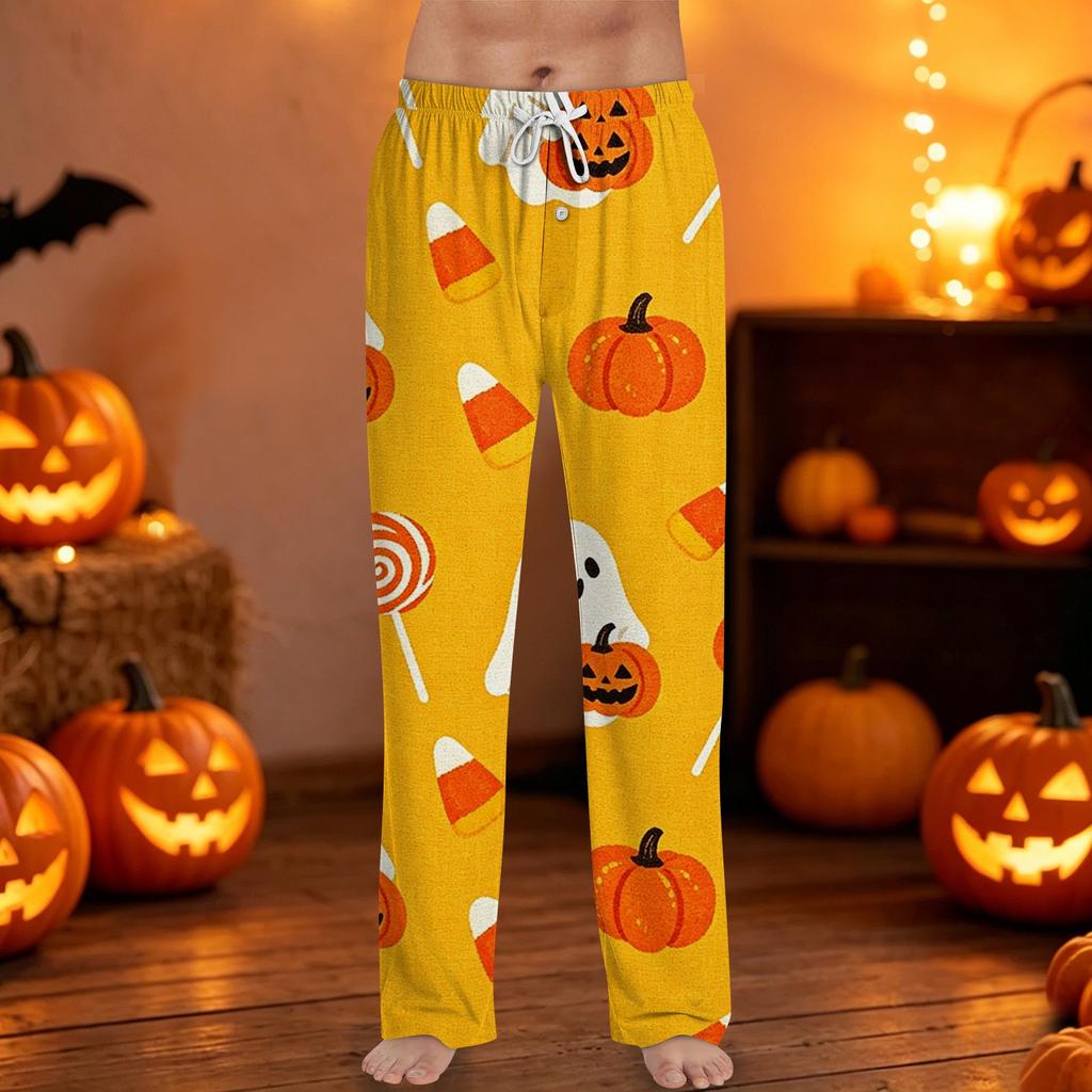 Men's Halloween Print Drawstring Pants Casual Lounge Sleepwear Soft Comfortable Fit Lightweight Fabric