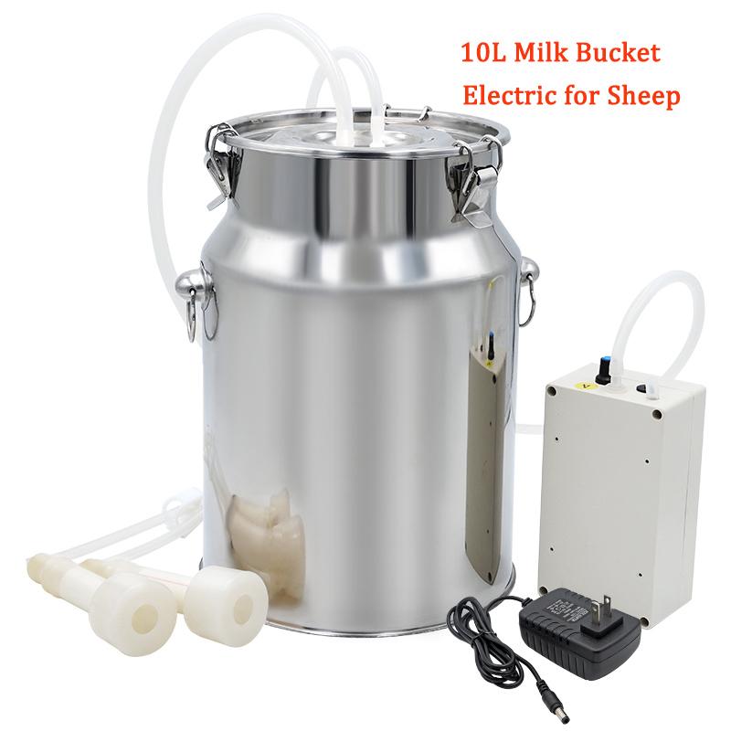 10L Cattle/Goat Milking Machine 220V Cattle Electric/Pulsating Milking Machine Stainless Steel Milker Bucket Vacuum Pump