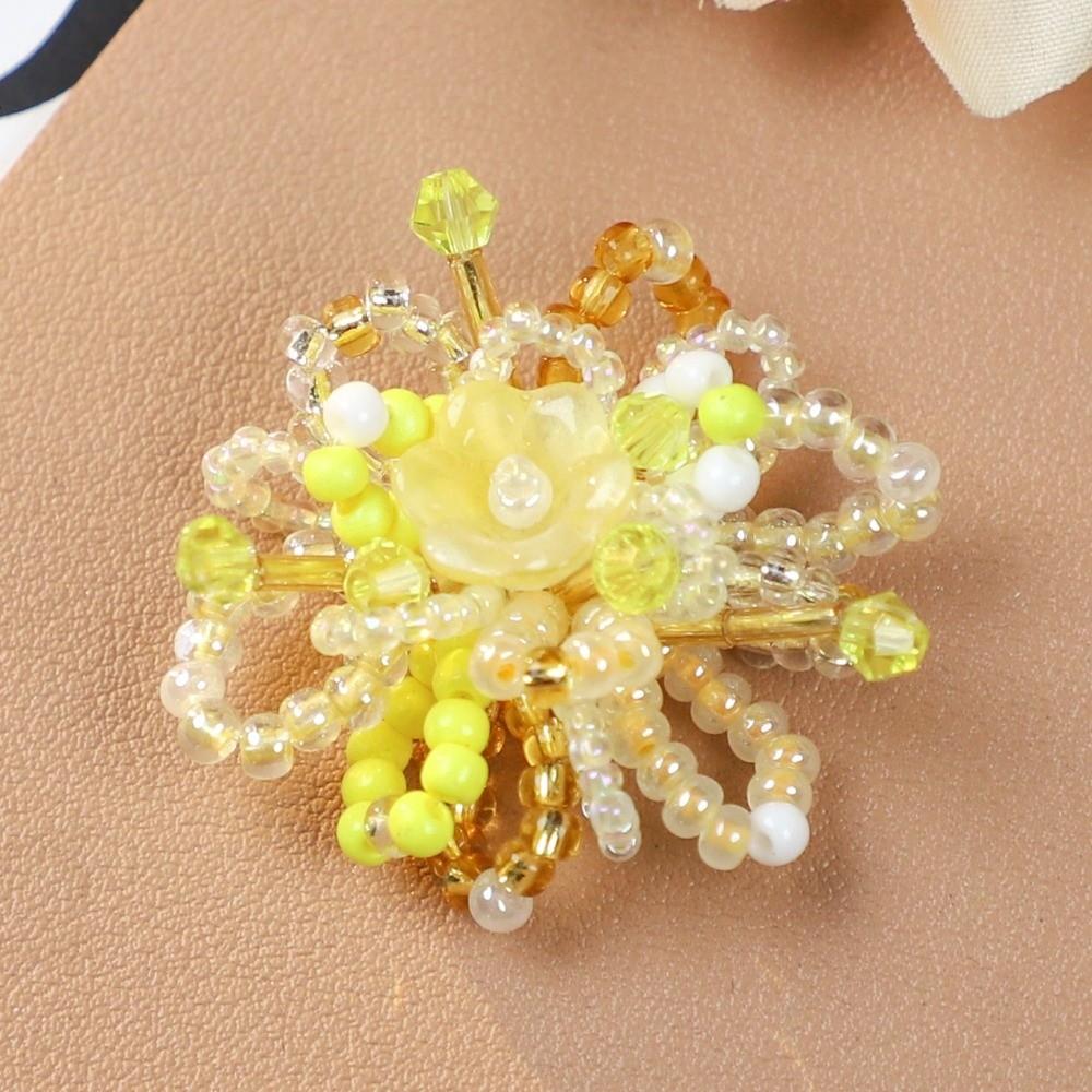 Dopamine Style Beaded Flowers Clusters 2-Piece Set Flower Accessories DIY Earrings  Summer Wear