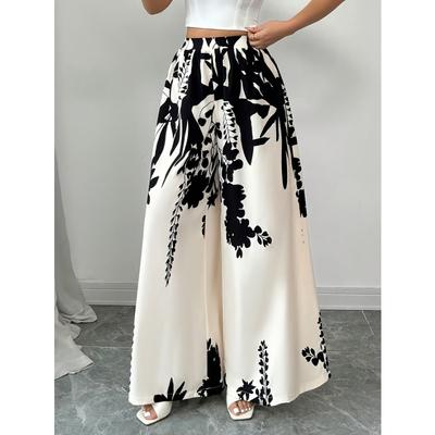 Pantalones Casuales Estampados para Mujer, Versión Holgada Estilo Playa/Vacaciones