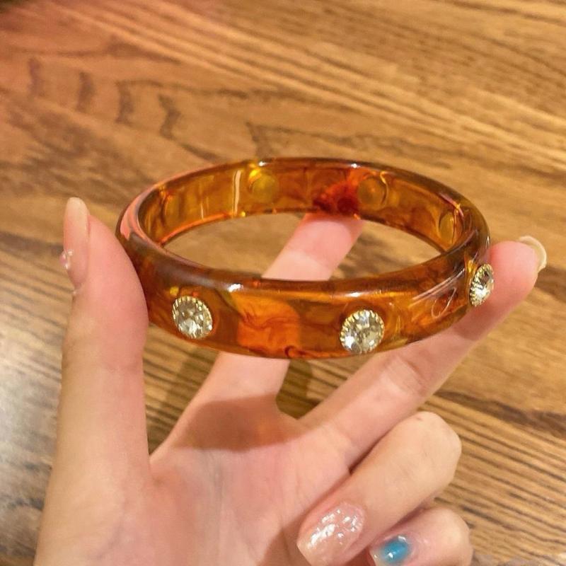 Pearl & Seashell Embedded Cuff Bangles - Ocean Theme Boho Resin Bracelet Trendy Stackable Bracelets for Women