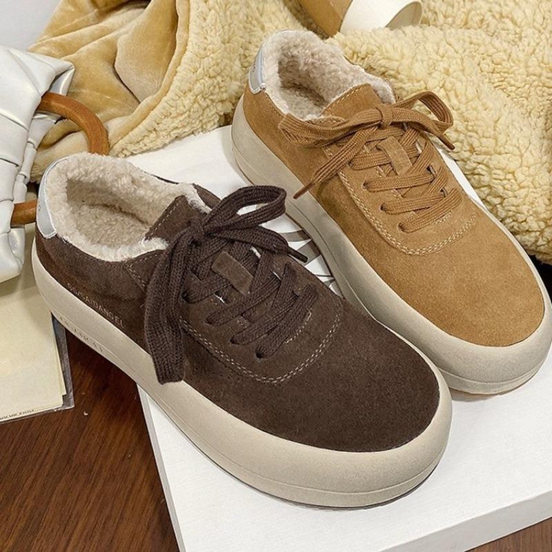 Leather women's velvet winter new versatile non-slip platform casual sports shoes