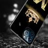 Hoesje voor Apple iPhone 14 11 13 12 Pro Max XR 7 8 + SE 2020 XS 6 6s Plus 5 5s Zwart Siliconen Telefoonhoesje Diamanten Kroon Letter