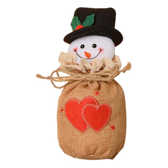 Christmas Drawstring Gift Bag 3D Plush Reindeer Santa Snowman Fruit Sacks Reusable Fabric Candies Goodie Storage Bag for Xmas Party Favors