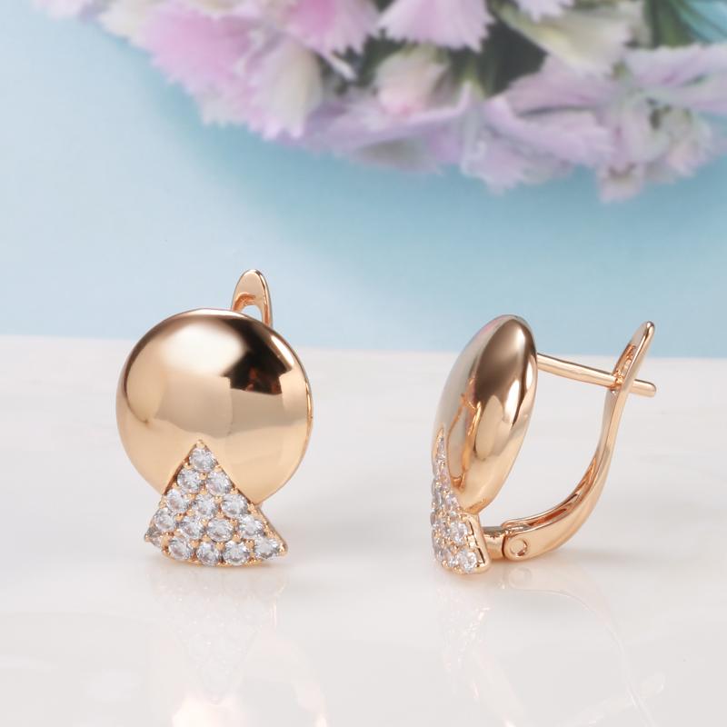 Fashion Glossy Earrings Rose Gold Simple Round Natural Zircon Earrings For Women High Quality Daily Fine Jewelry