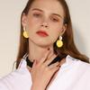 9Colors Double Round Wafer Drop Earrings for Women European American Colorful Geometry Metal Hyperbole Brincos Party Jewelry