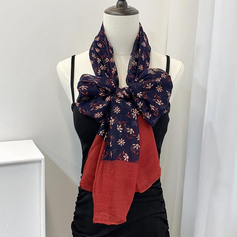 Retro Coffee Leopard Print Silk Scarf Neck Women's Thin Silk Scarf Long Strip High-end Scarf Shawl