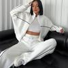 2026 New Fashion Casual Tracksuit, Long Sleeve Half Zip Hooded Sweatshirt, Drawstring Striped Pants, 2 Piece Outfit