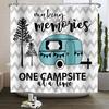 Camper Shower Curtain Happy Camper Trailer Car Rv Forest Mountain Tent Camping Bathroom Shower Curtain Waterproof Bath Curtain