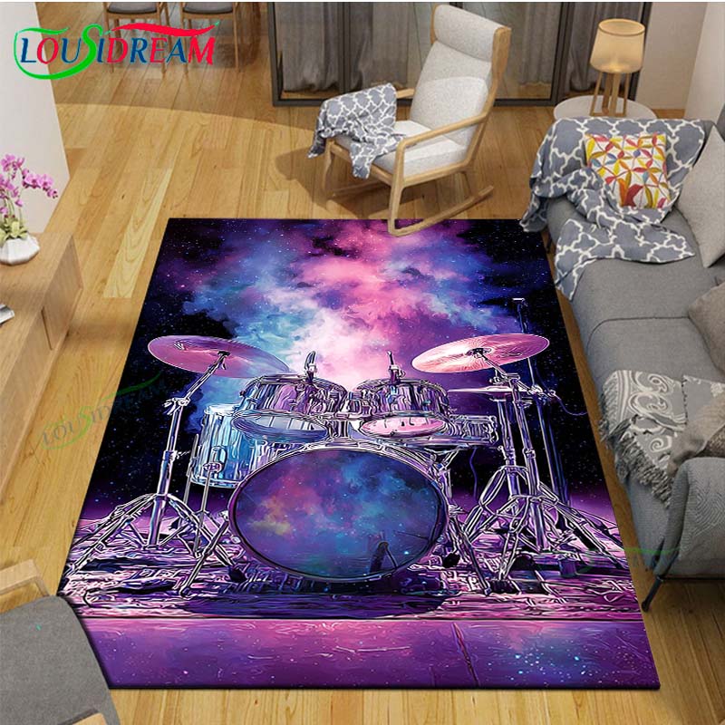 Fashion Music Drum Set Printed Carpet Outdoor Area Rug Non -slip Carpet Bedroom Decor Carpet for Living Room Birthday Gift