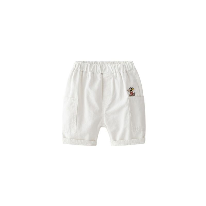 Kids Fifth Pants Summer Baby Boy Shorts Children's Clothing Casual with Big Pockets Middle Pants Boy Cartoon Embroider Pants