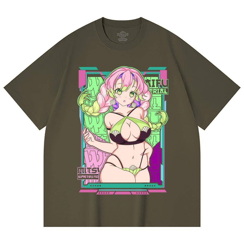 230 Gsm 100% Cotton Demon Slayer V53 Mitsuri Waifu Print Unisex Heavy Cotton T Shirt