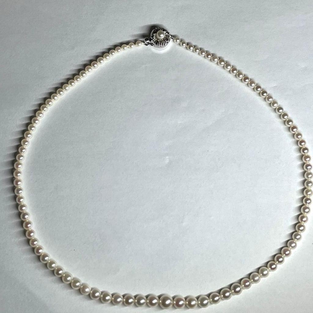 Used Certificate of authenticity included  Akoya Pearl Pearl necklace 3.3-6.9mm Gradient Necklace Silver Engraved Pearl Pearl