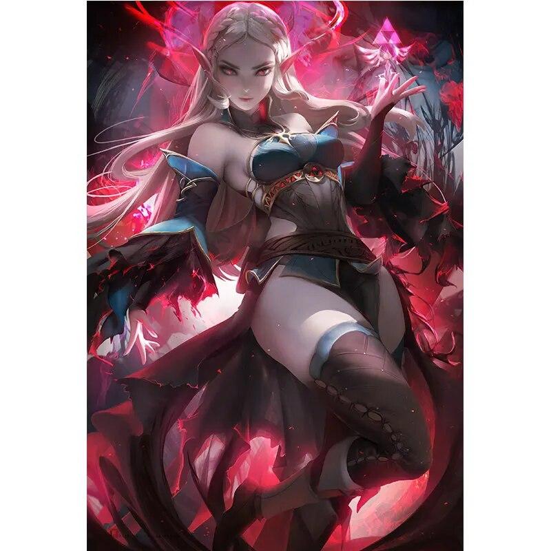 Print Game Red hair Erza Nude Sexy Girl Art Canvas Poster Living Room Bedroom Home Wall Picture