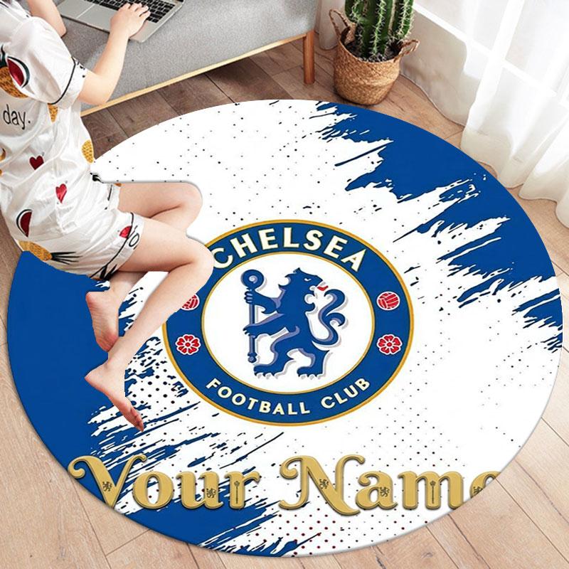 Chelsea F Custom Name Round Area Rug,Carpet Rug for Living Room Bedroom Sofa Playroom Decor,Non-slip Floor Mat