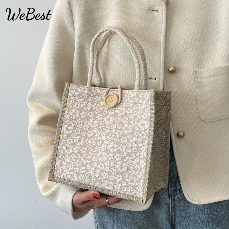 

Casual Burlap Handheld Tote Bag хакі