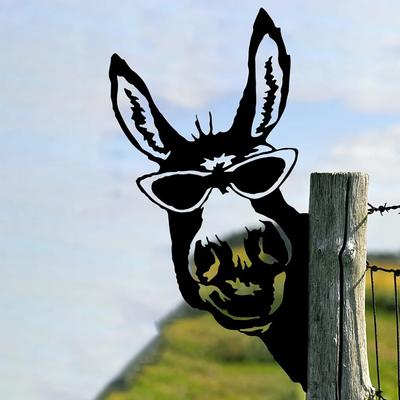 Eisensilhouette in Eselform – Gartenzaun-Ornament für den Außenbereich, Bauernhaus-Wandkunst für Gartenpartys und Heimdekoration