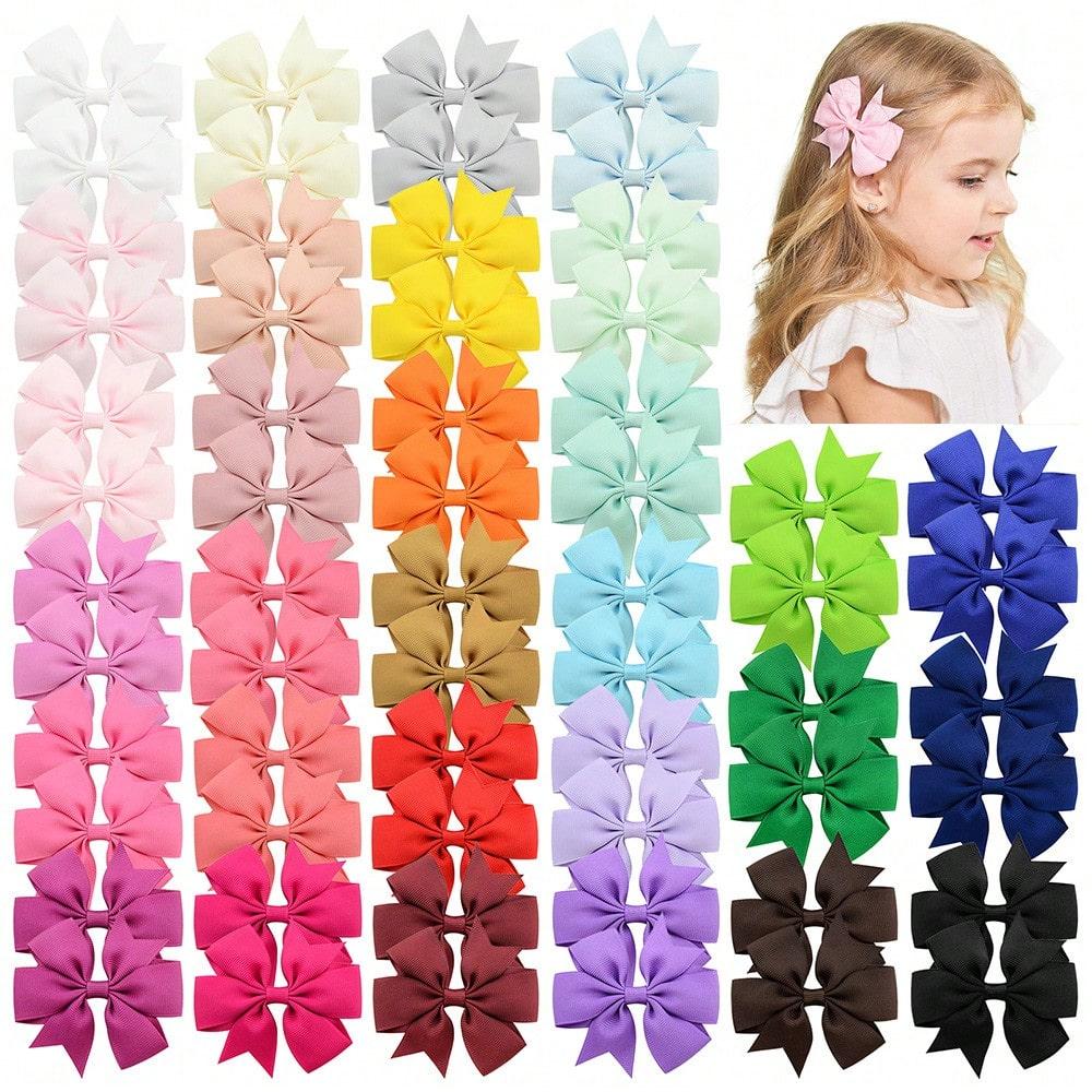 

30/40pcs Baby Girls Hair Bows Clips Set Random Color 2.5 Grosgrain Ribbon Bowbot Hairpin Barrettes Headwear Hair Accessories