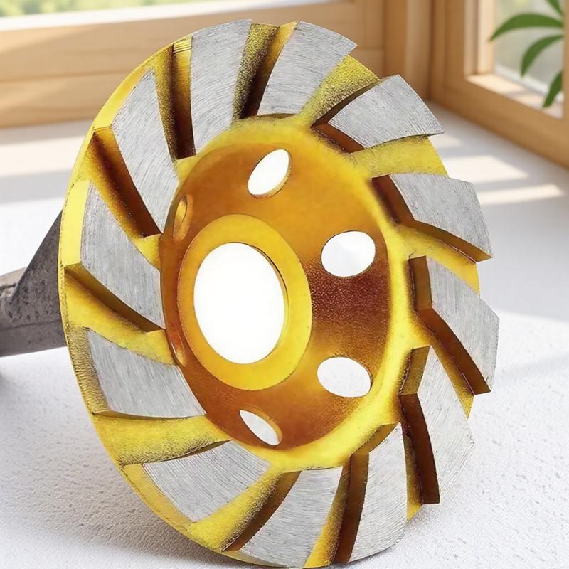 

4 Inch Concrete Turbo Diamond Grinding Cup Wheel 12 Segs Heavy Duty Angle Grinder Disc for Granite Ceramic Stone Cutting жовтий