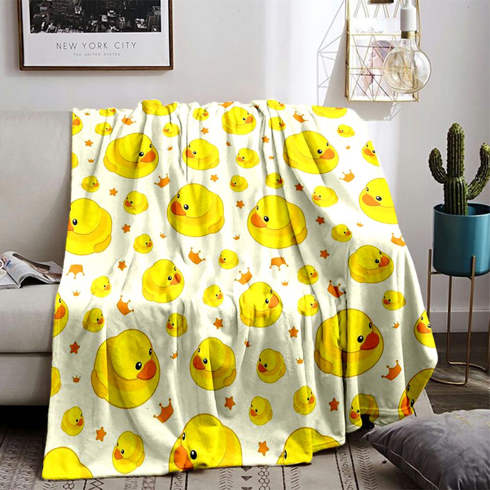 Yellow Duck Pattern Keep warm -Flannel blanket for bedroom, living room, sofa, and nap