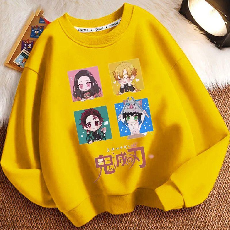 Children's Loose Demon Slayer Hoodie, Spring and Autumn Boys' and Girls' Casual Round-neck Coat