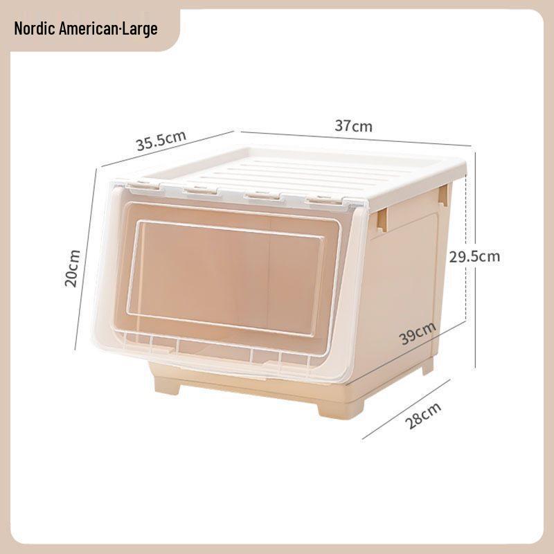 Side-Opening Extra-Large Stackable Plastic Storage Box for Living Room Toys