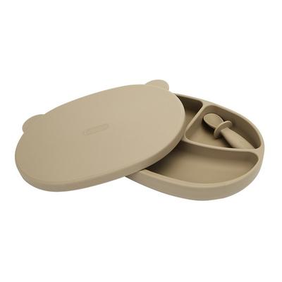 Conjunto de prato + prato + colher de silicone Edison Self, bege, itens populares para pais coreanos